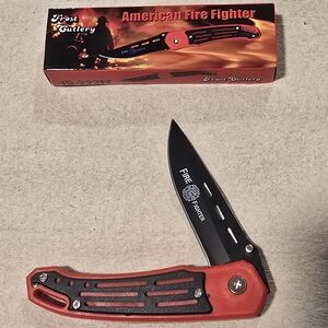Red and Black Firefighter Pocket Knife